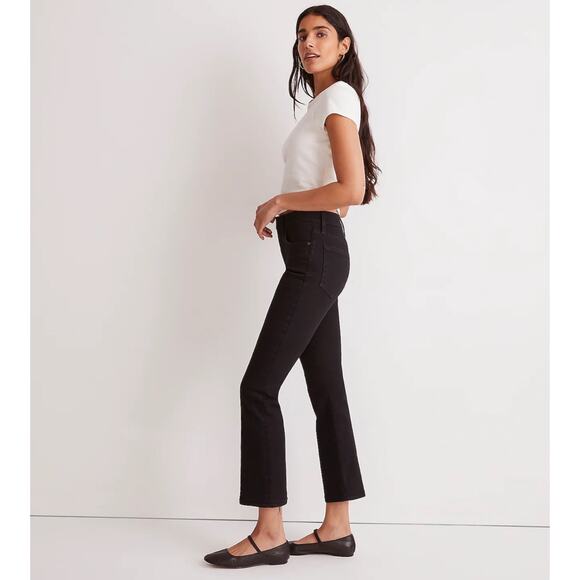 Madewell Tall Kick Out Crop Jeans Black Size 29 - Picture 2 of 6